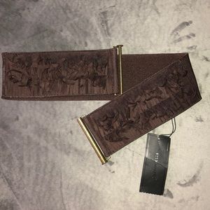 BCBG Faux Suede Fringe Belt